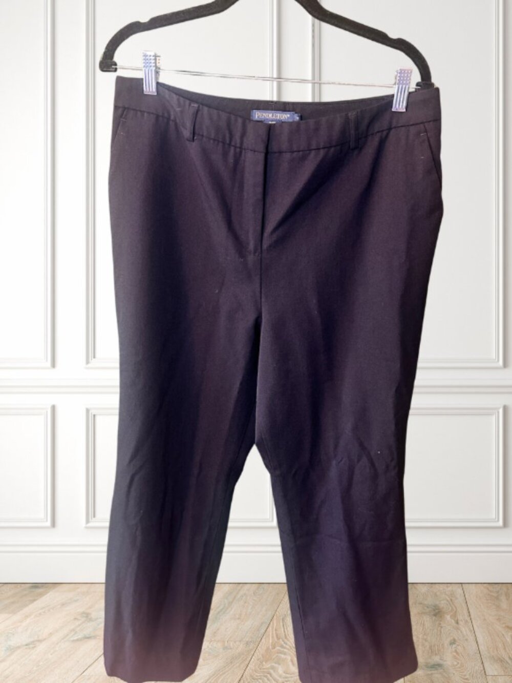 Pendleton 100% Wool Dress Pants Women's 12 Made in USA Black Career Trousers